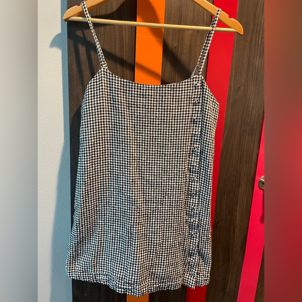 Abercrombie & Fitch Linen-Blend Button Skort Gingham